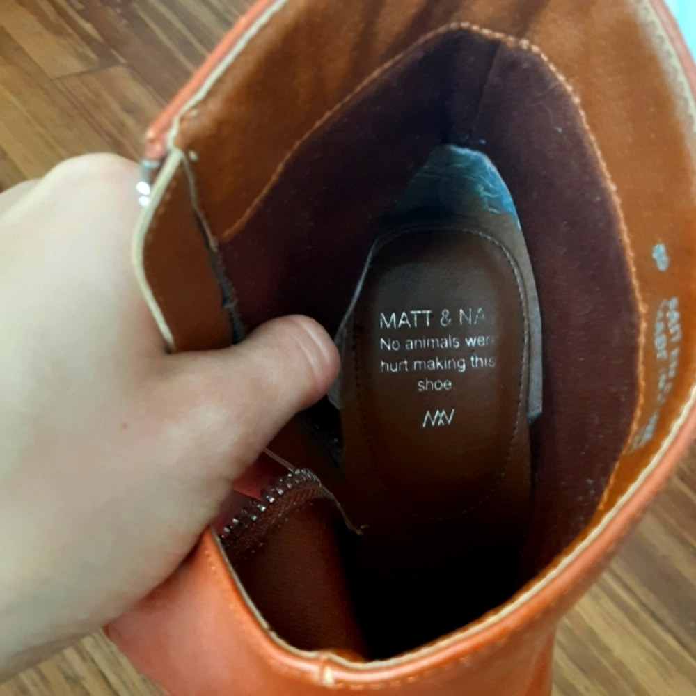 Matt & Nat Heeled Cognac Boots - Vegan Leather - Picture 6 of 7